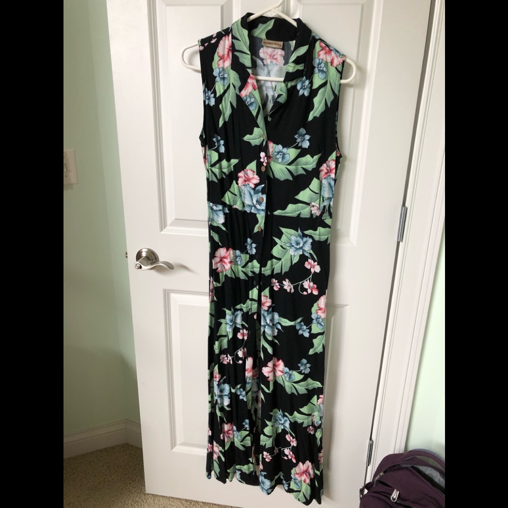 Button front collared long rayon dress from Hawaii
